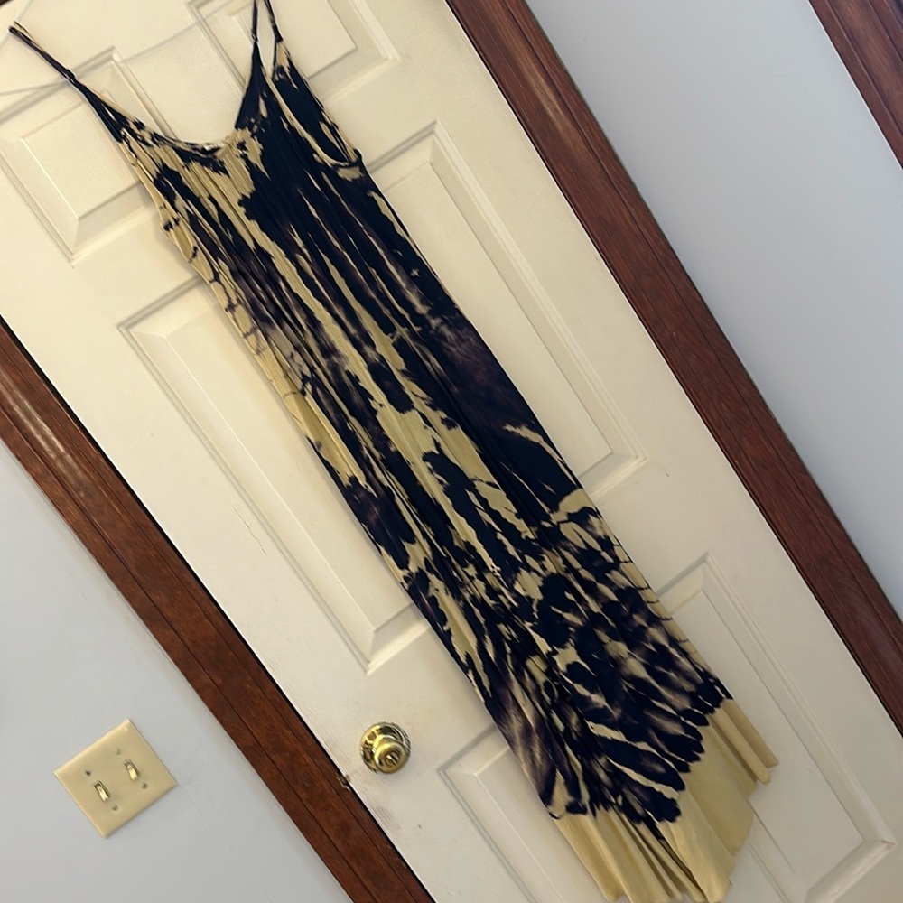INDIGO and ECRU tie dyed spaghetti strap jumpsuit size large.